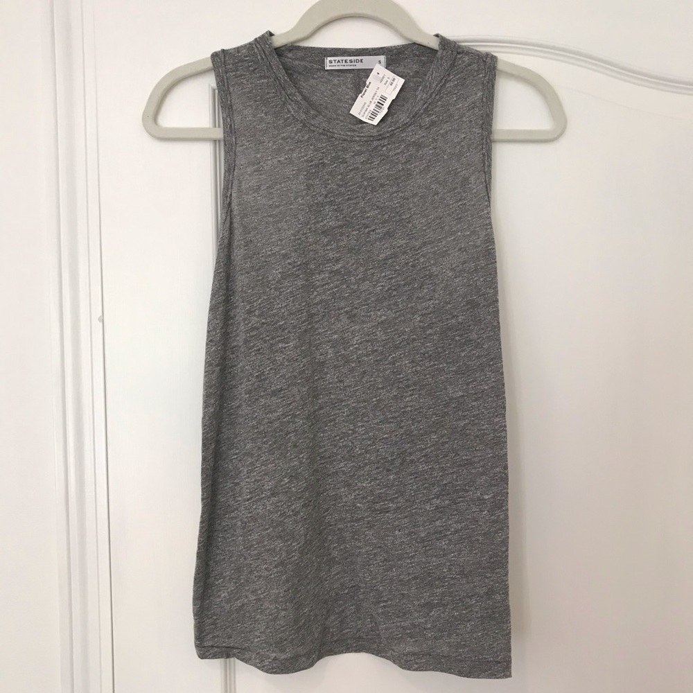 Stateside Supima cotton slub jersey tank, grey, sm